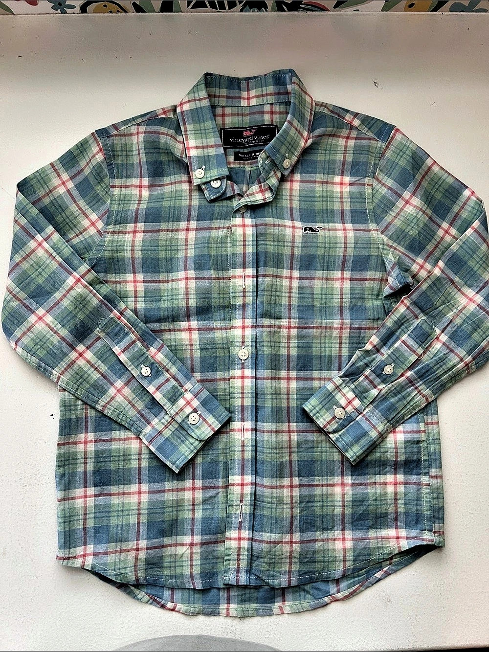 Vineyard Vines Plaid Button Down in Blue & Green